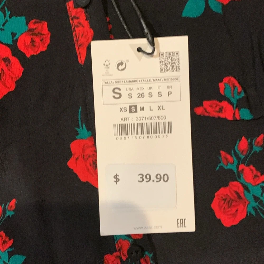 Zara Rose Print Top - Picture 8 of 8